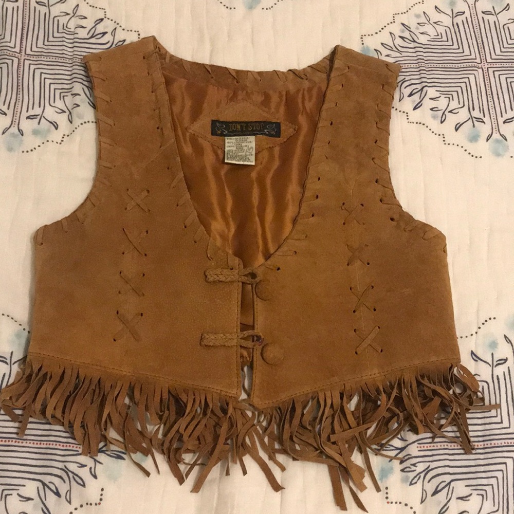 Leather fringe vest for festivals